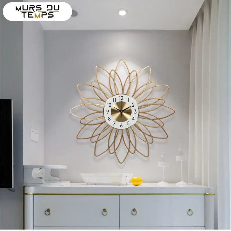 FLORE - Horloge murale fleur doree
