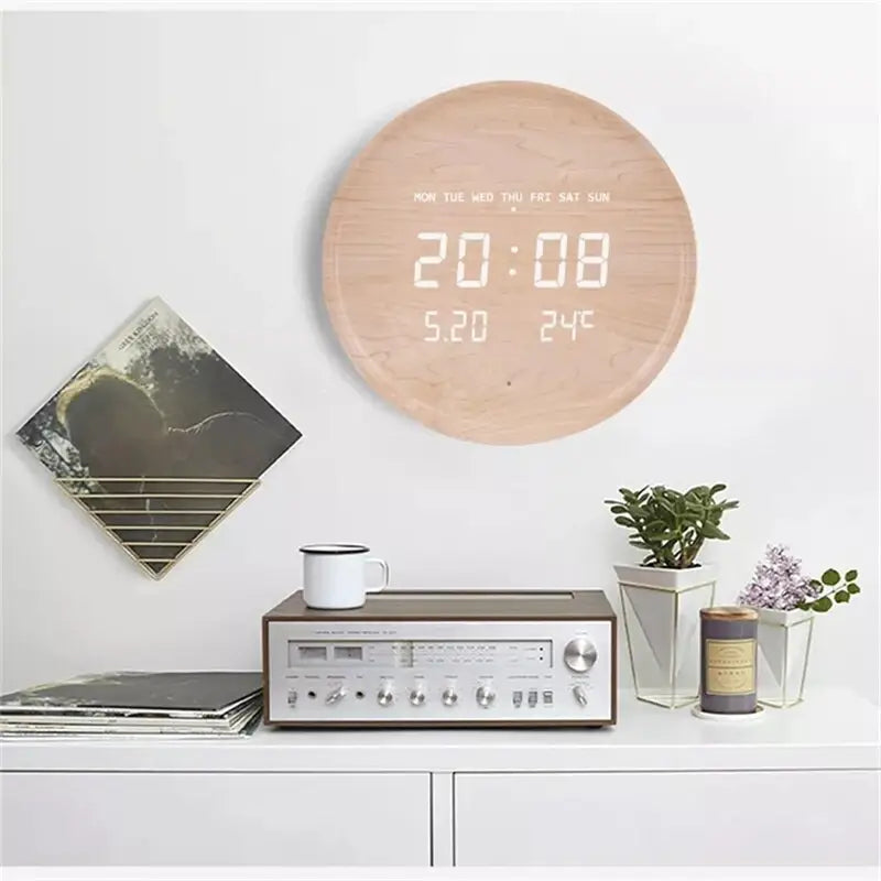 WOODLINE - Horloge murale design LED 30 cm