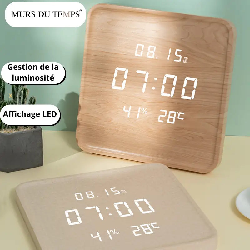 Horloge murale Digitale en Bois