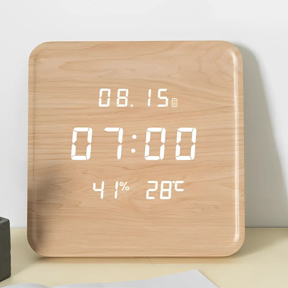 Horloge murale Digitale en Bois