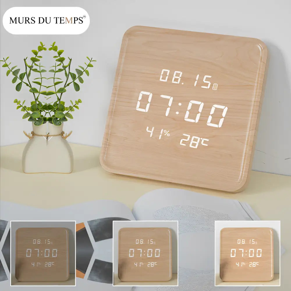 Horloge murale Digitale en Bois