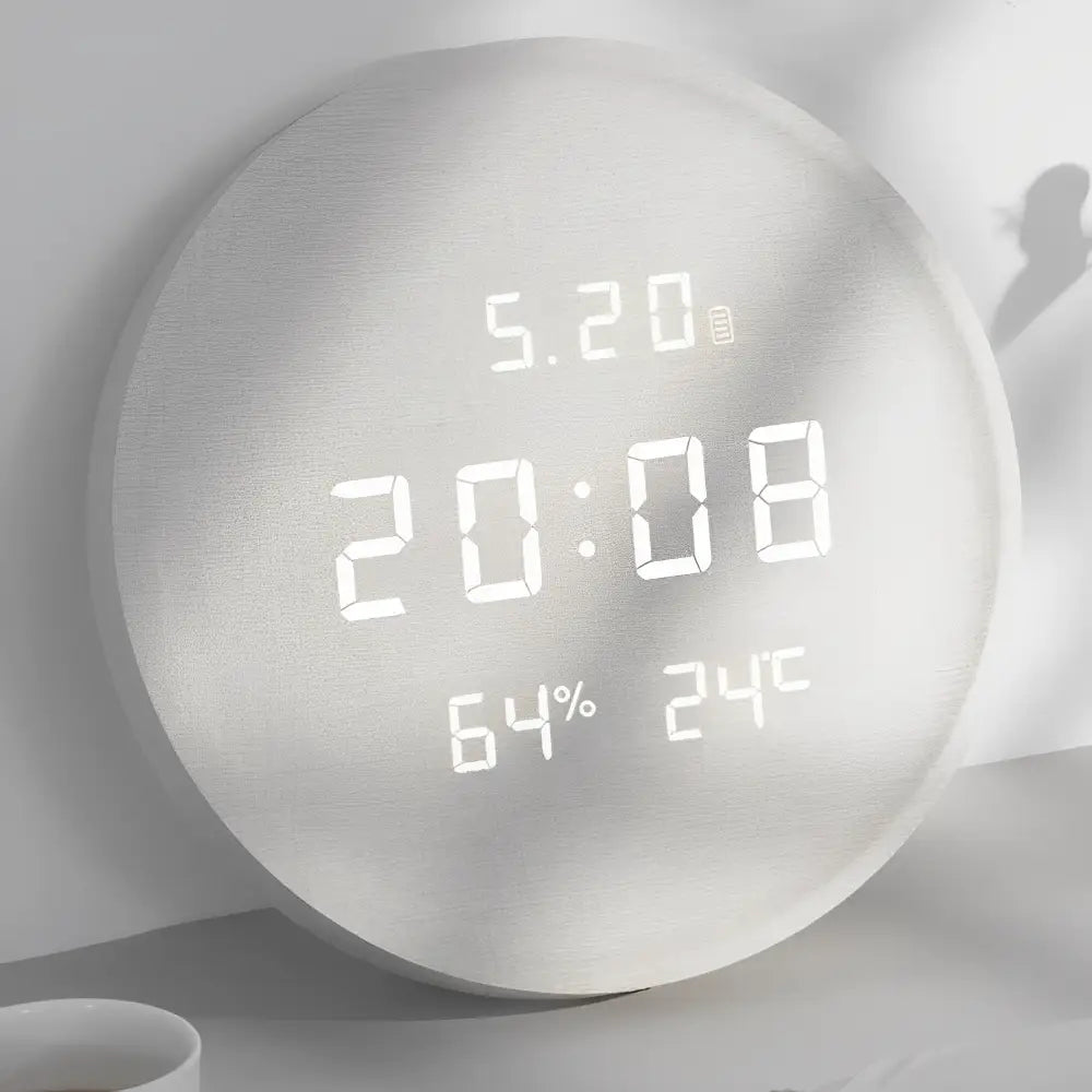 LUNA - Horloge murale digitale bois 29 cm