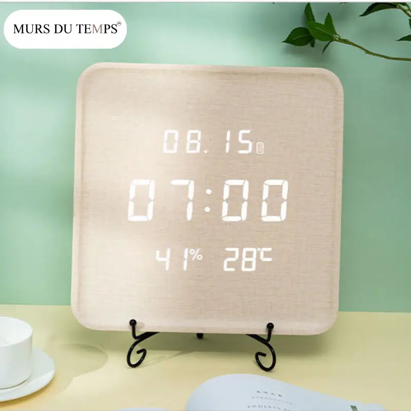 LUNA - Horloge murale digitale bois 29 cm