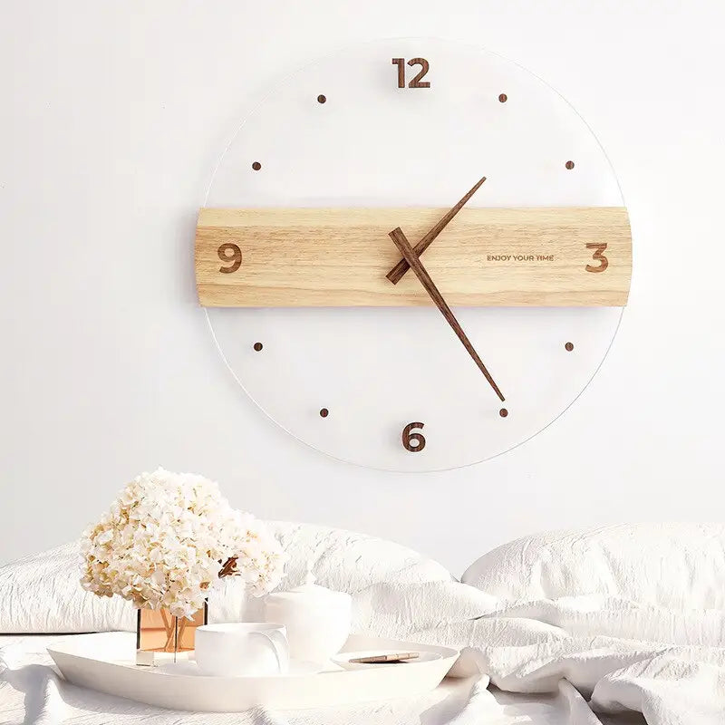 Horloge Murale en Bois et Acrylique