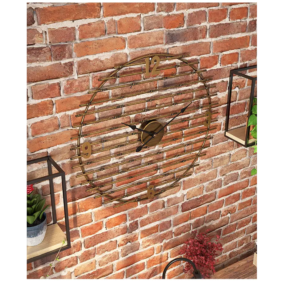 ORIEL - Horloge murale metal dore