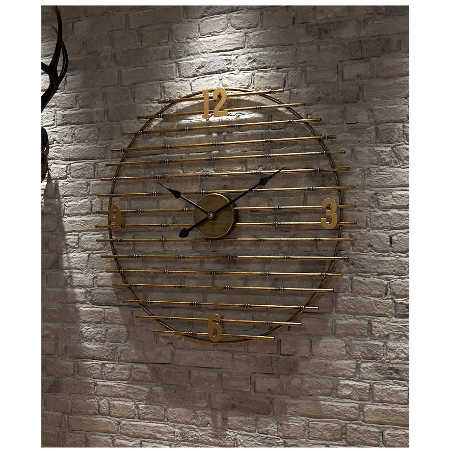 Horloge Murale en Métal Doré