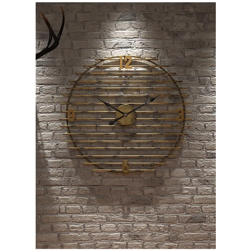 Horloge Murale en Métal Doré