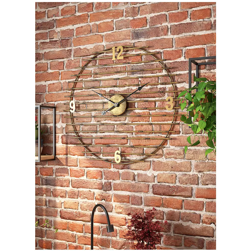 ORIEL - Horloge murale metal dore