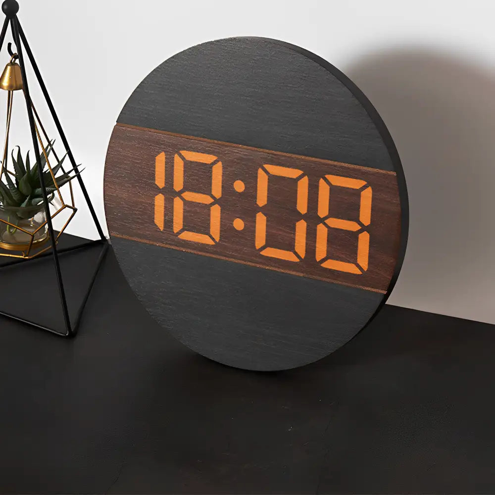 Horloge Murale LED en Bois