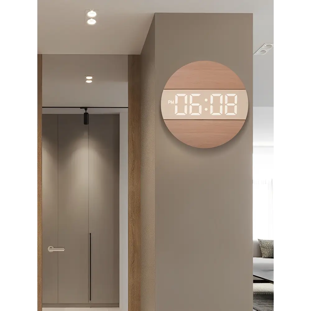 Horloge Murale LED en Bois