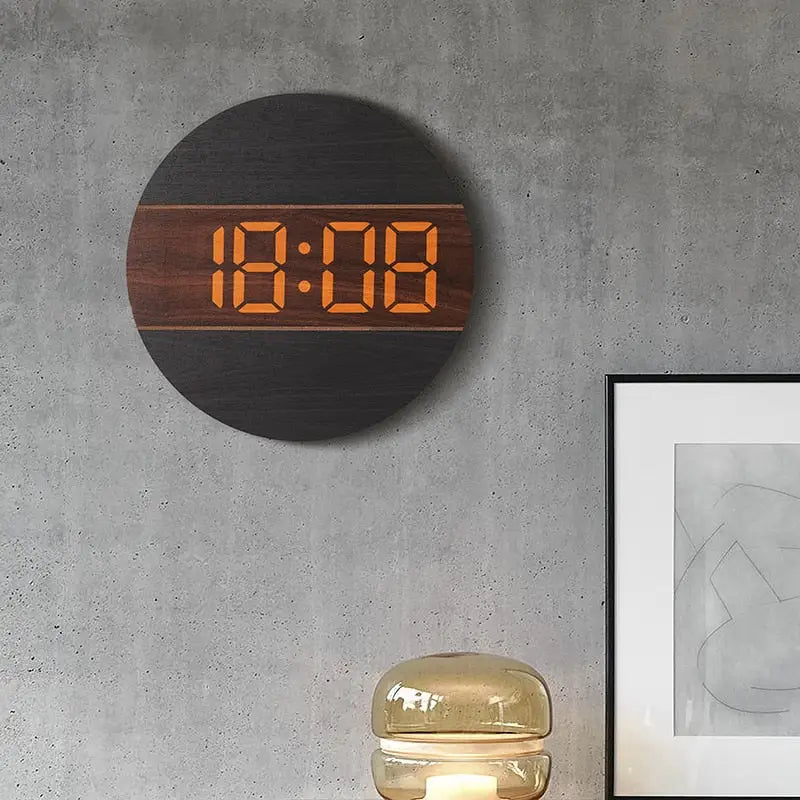 ECHO - Horloge murale LED bois