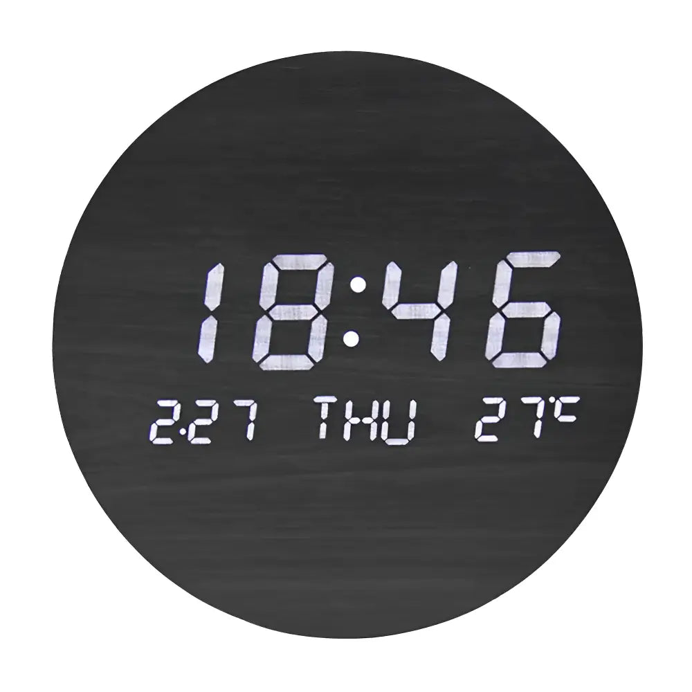 AURA - Horloge murale LED effet bois massif
