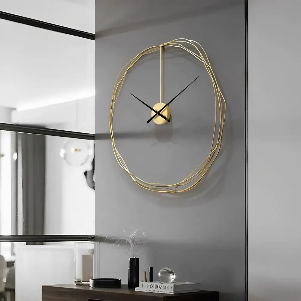 Horloge Murale Cercle Fil Doré