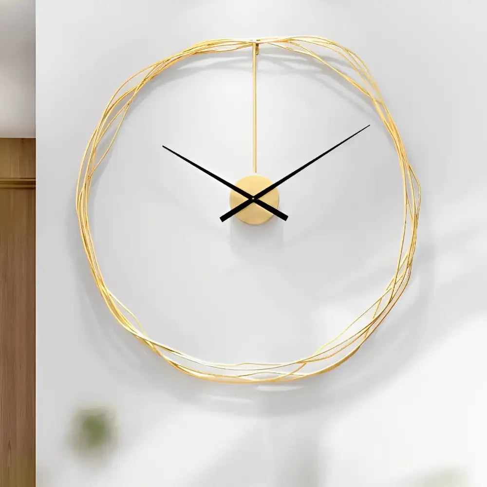 Horloge Murale Cercle Fil Doré