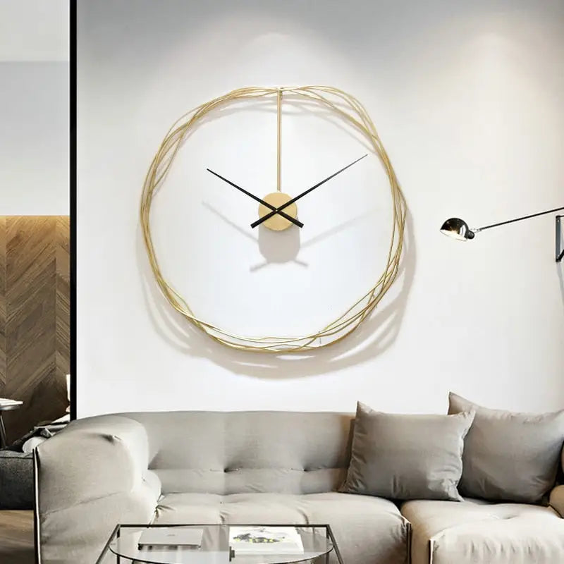 Horloge Murale Cercle Fil Doré