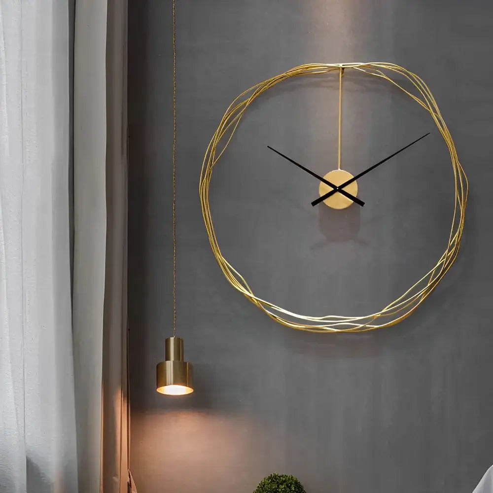 Horloge Murale Cercle Fil Doré