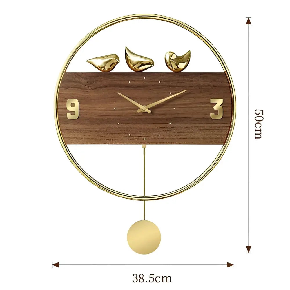 AVIA - Horloge murale oiseaux dores