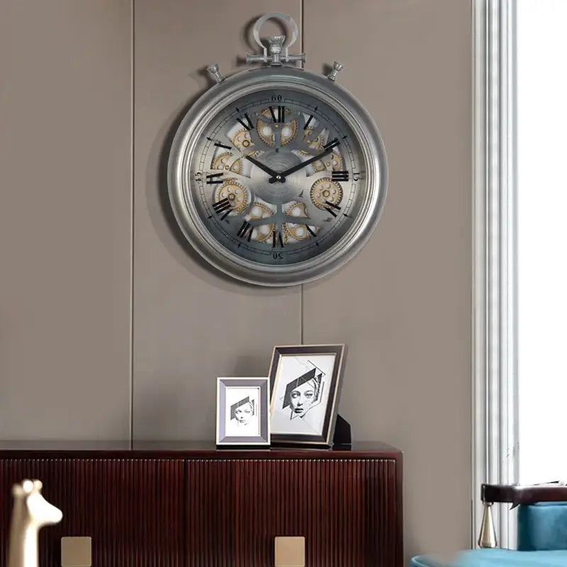 TURBINE - Horloge murale rouage tournant