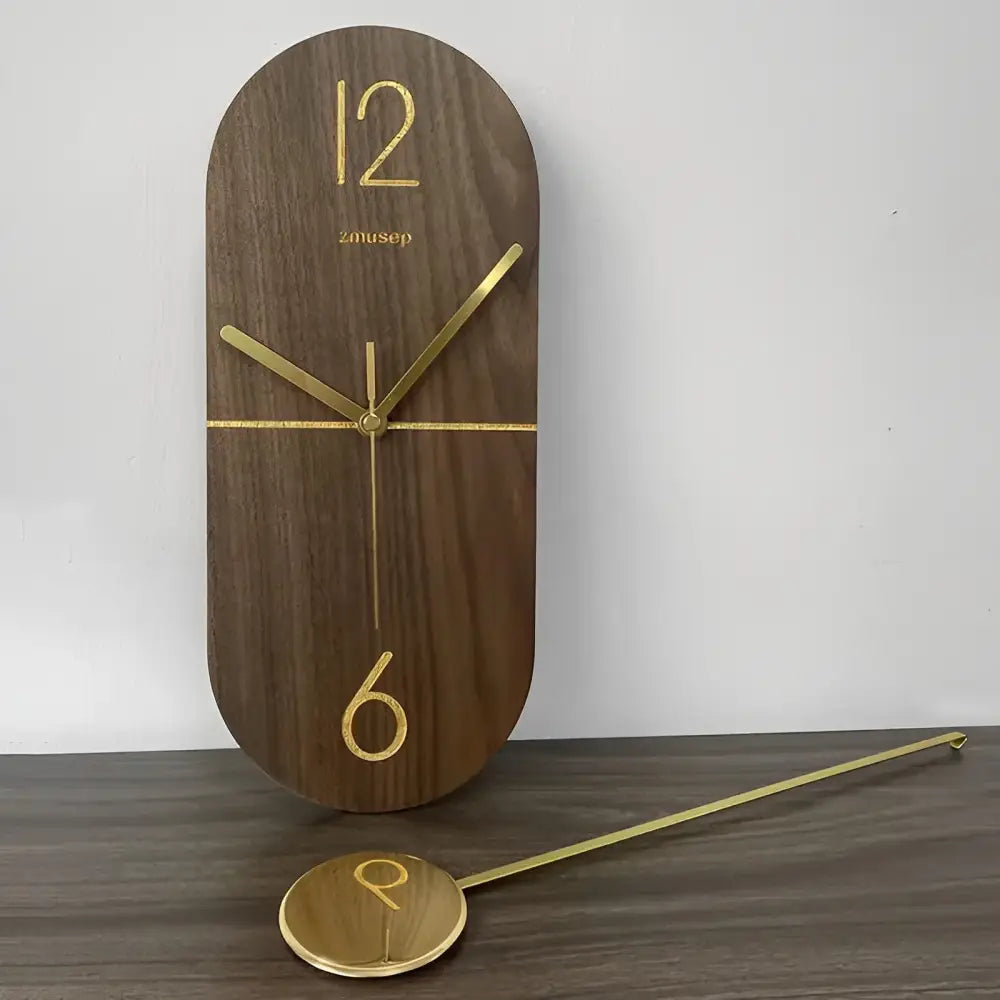 Horloge Pendule Linéa Noyer & Or