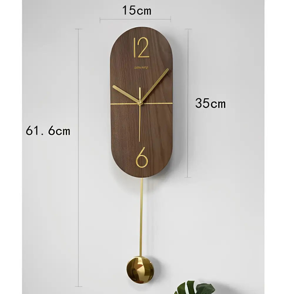 LINEA - Pendule murale noyer et or