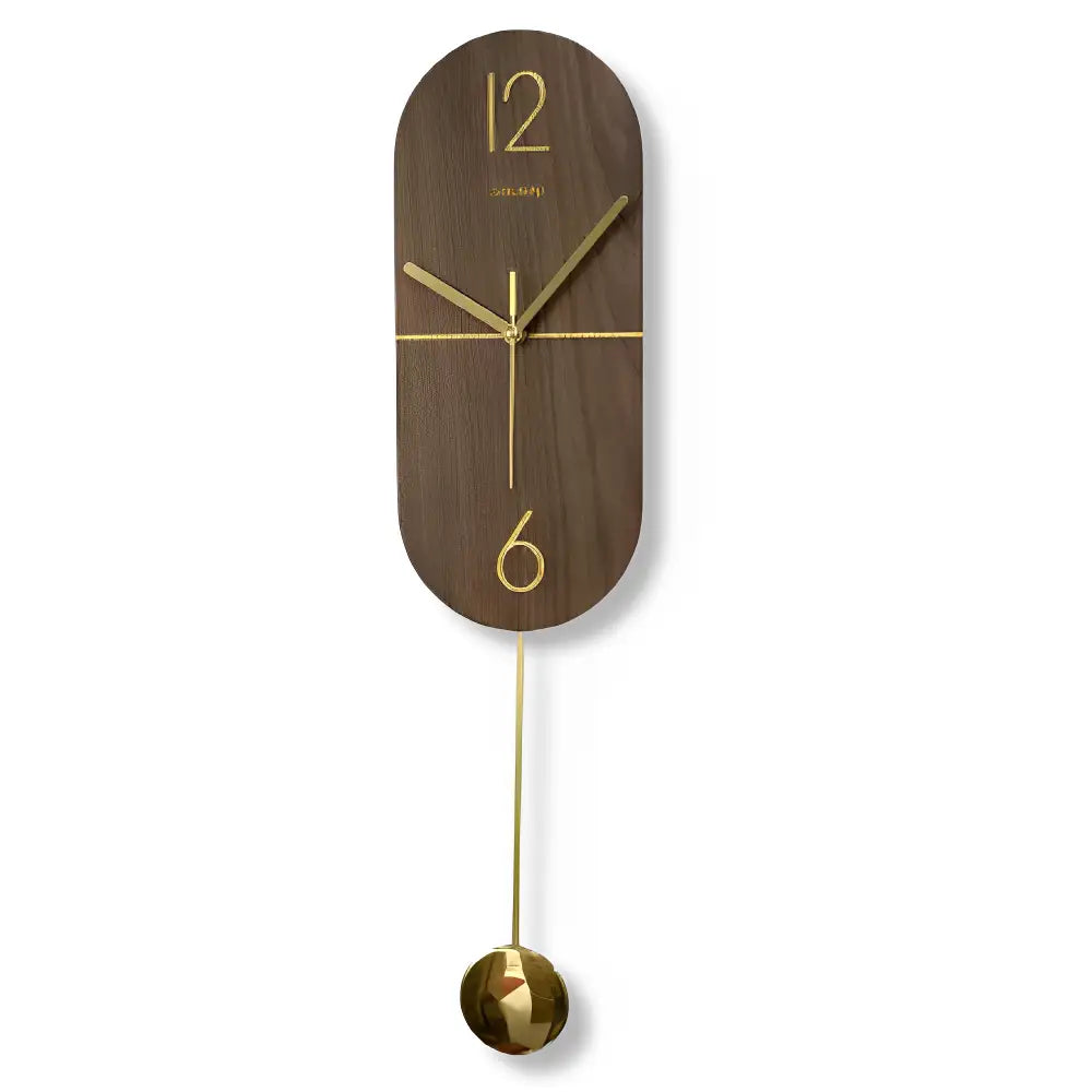 LINEA - Pendule murale noyer et or