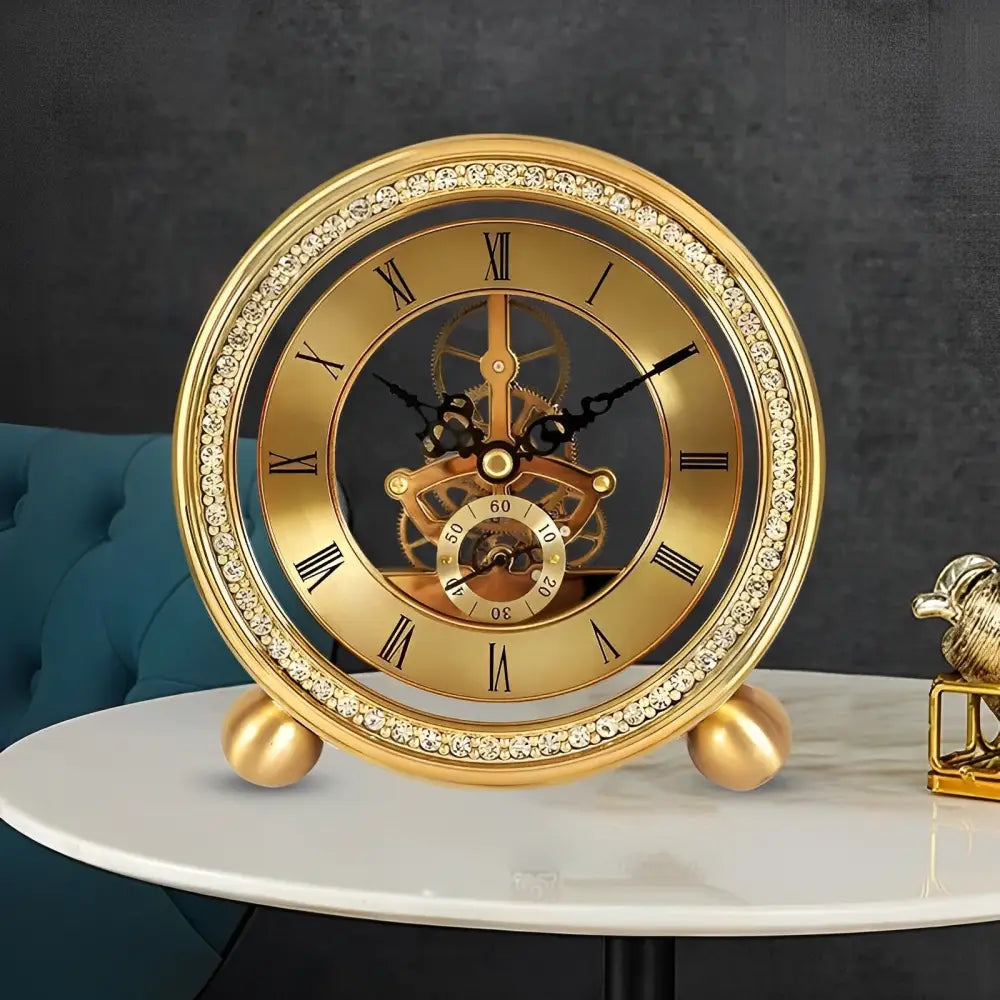 Horloge à Poser Mécanique Dorée